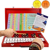 Glockenspiel 25-Note Chromatic Xylophone - Wooden Case - Song Card Set
