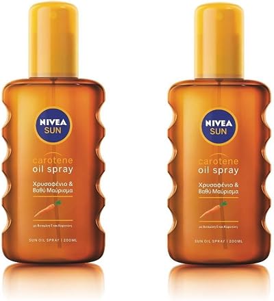 Nivea Carotene Sun Deep Tanning Oil Spray NO SPF 200ml Pack of 2 Golden Tan
