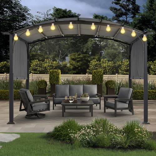MASTERCANOPY 10x10 ft Heavy Duty Pergola with Sun Shade Canopy, Dark Grey image 23