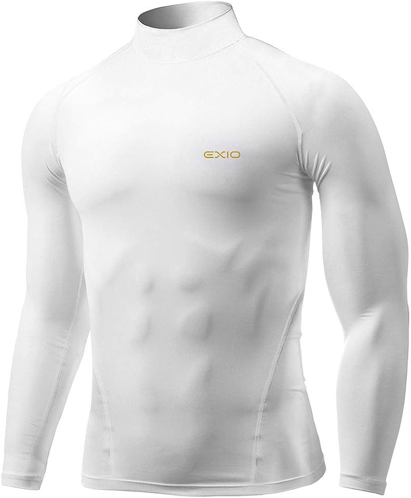 EXIO Mens Mock Compression Baselayer Top Cool Dry Long-Sleeve Shirt EX-T02: Clothing