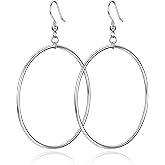 POPLYKE Sterling Silver/Rose Gold/Gold Plated Large Hoop Earrings Circle Dangle Drop Earrings for Women 40 50 60 70 80mm