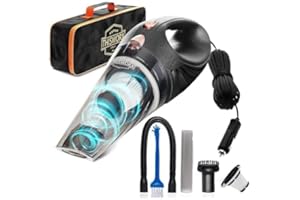 MILOLL Car Vacuum, Portable Handheld Vacuum Cleaner with 16ft Cord, HEPA Filter, & Attachments – Compact Vacuum for Car, RV, Boats & Travel – Strong Suction for Quick Clean-ups