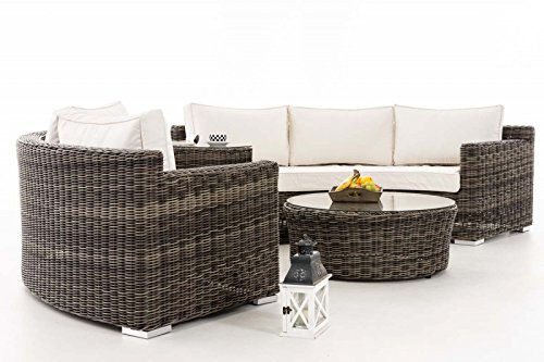 HomeStylist Gartengarnitur Polyrattan Eckbank Marvina Cremeweiss, Grau – Bild 7