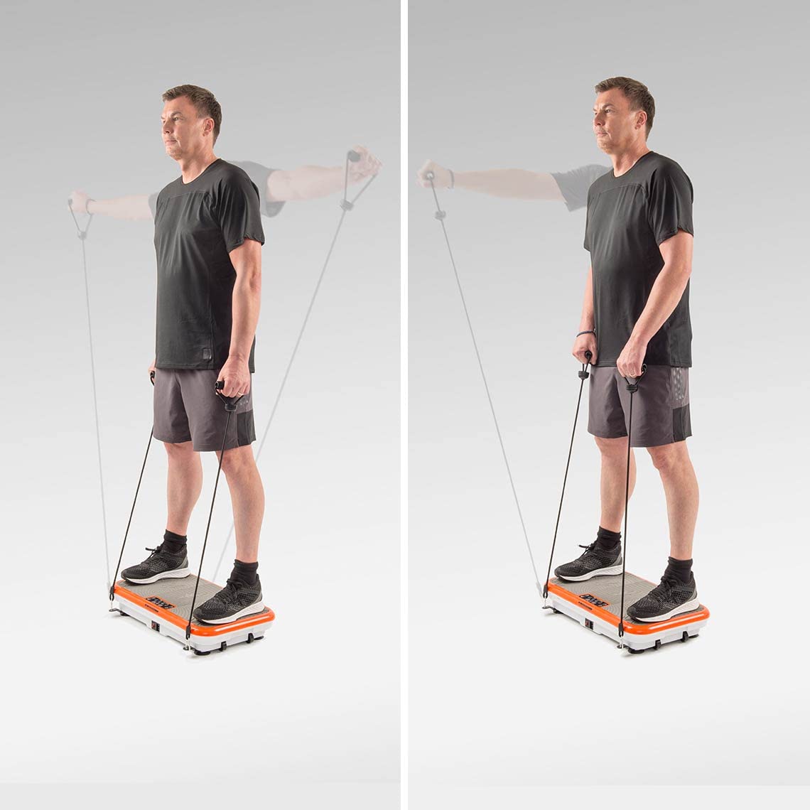 Mediashop Vibro Shaper - leistungsstarke Vibrationsplatte für Zuhause mit Griff - Vibrationsboard für Ganzkörper-Workout & Muskeltraining - Vibrationsgerät inkl. Fitnessbändern - Fitnessplattform 4