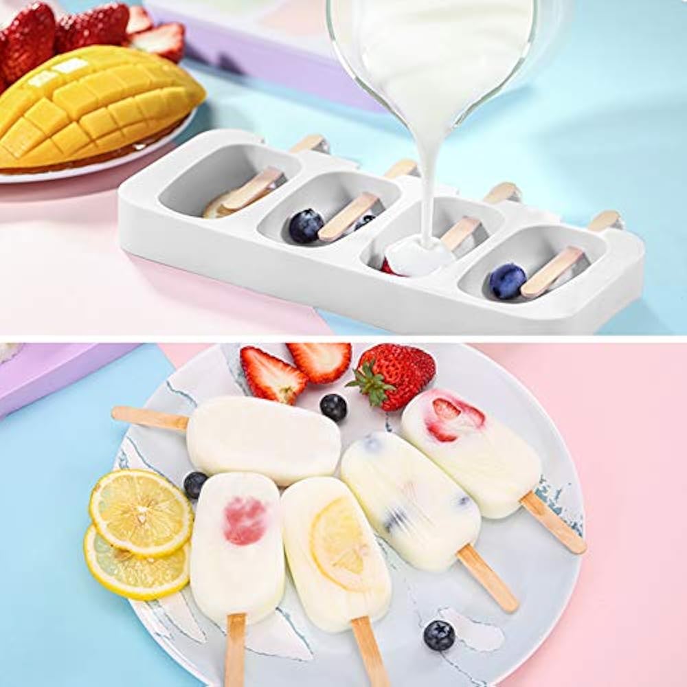 Ozera 2 Pack Silicone Popsicle Molds, 4 Cavities Ice Cake