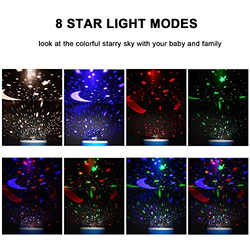 image for Bocianelli Night Lights for Kids, Moon Stars Projector Baby Starry Rom