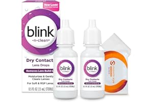 MAXIM EYE Compatible with Blink-N-Clean Lens Drops 2 Pack Blink Eye Drops for Contact Lenses, 15 ml (Total 30 ml) Cleans & Moisturizes for Soft & RGP Lens Wearers, W/ 1 Tea Tree Oil Eyelid/Eyelash Wipe