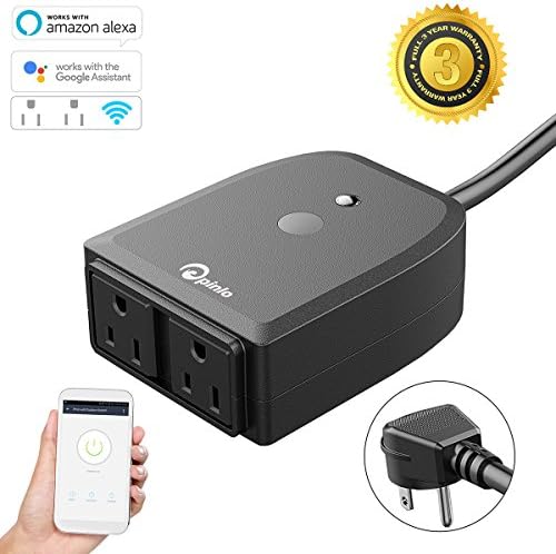 Outdoor wifi outlet,Outdoor smart plug with 2 Independent Controlled Sockets Wireless Remote Control/Timer,Compatible with Alexa/Google Home Assistant,Waterproof for Indoor Outdoor Use,No Hub Required