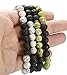 LOYALLOOK 4Pcs Matching Couple Bracelets White and Green Natural Stone Elastic Beaded Bracelet for Men Women 2 Sets
