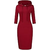 Clearlove Women's Stripe Pocket Knee Length Slim Pullover Hoodie Dress