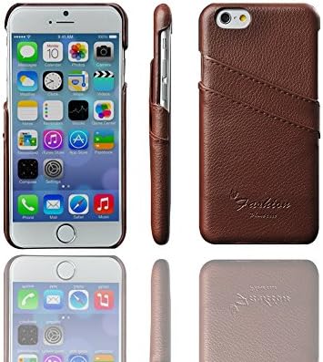 iPhone 6 6S Vanten Premium Genuine Leather Wallet Case + HD Tempered Film, Professional Back Cover Case With 2 Card Slots (Retail Packaging) (iPhone 6/6S Brown)