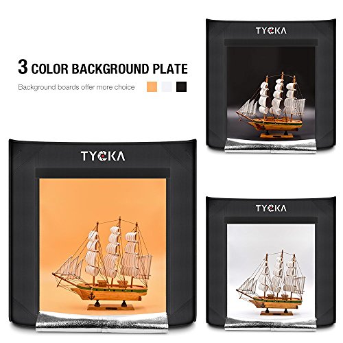 TYCKA Photo Studio Box, 24"X24"X24"Portable Folding Professional Photography Tent with 2 LED Light Strips and 3 Backdrops (Black, White, Beige) - Thumbnail 4