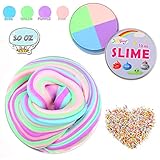 Huibudch Rainbow Slime Fluffy Slime Floam 10 OZ Slime 4 Colors Jumbo Slime Stress Relief Toy Keep Your hands Busy With 4 Colors 10 OZ( Blue Pink Green Purple)