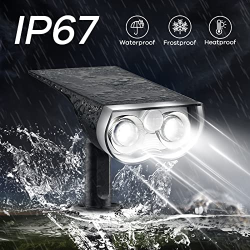 Linkind 1000LM Outdoor Solar Motion Sensor Light IP67 Waterproof Cool White for Garden, Path, Short, Pack of 2