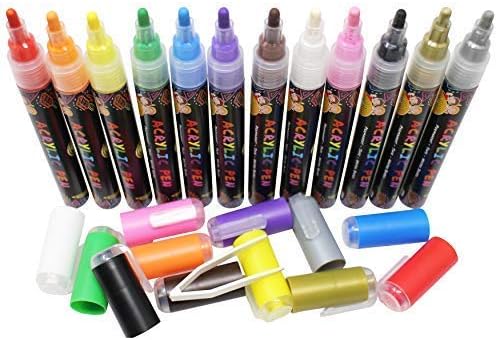 Acrylic Markers 12 Pack - Thick Paint Pens for Kids and Adults Glass, Rock, Ceramic, Wood, Multicolour, 1 count (Pack of 12) - Image 4