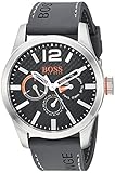 BOSS Orange Men's Paris Stainless Steel Quartz Watch with Silicone Strap, Grey, 22 (Model: 1513251)