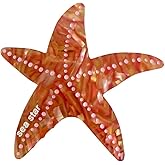 Big Sea Starfish Hair Clips,Funny Acetate Hair Clip,Fashion Claw Clips for Women,Orange