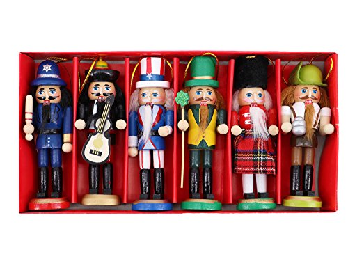 Naimo Set of 6 Christmas Wooden Nutcracker Soldier Ornament Decoration for Home