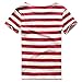 Zecmos Mens Striped T-Shirt Casual Slim Fit Striped Tees Tops Summer Red XXXL