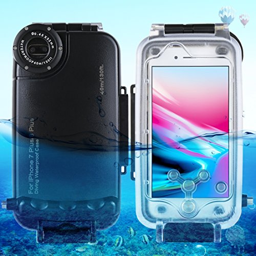 HAWEEL iPhone 7 Plus/ 8 Plus Underwater Housing Professional [40m/130ft] Diving Case for Diving Surfing Swimming Snorkeling Photo Video with Lanyard (iPhone 7 Plus/ 8 Plus, Black)