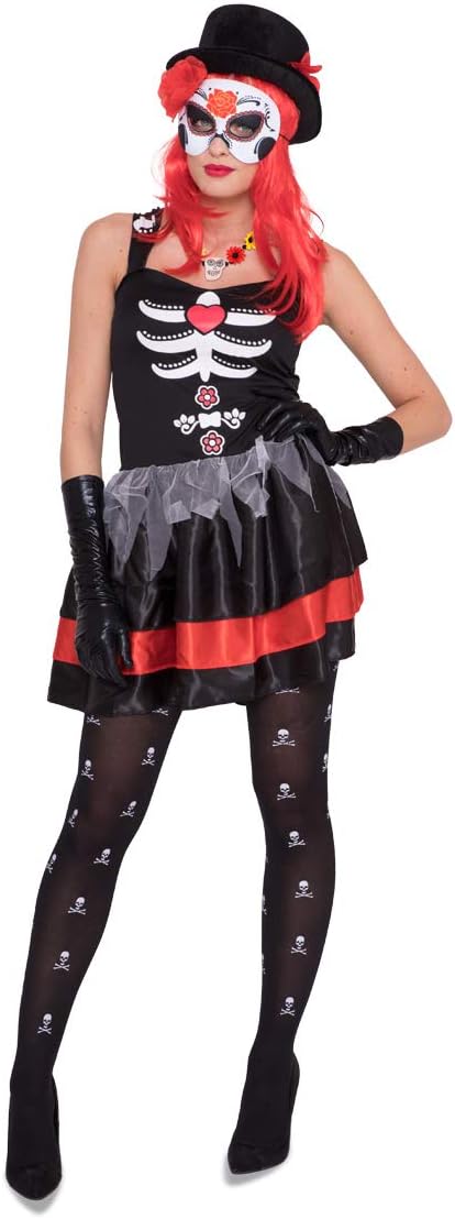 Folat 63331 Day of The Dead Women Dress (Small/Medium), Black, S-M - Image 3