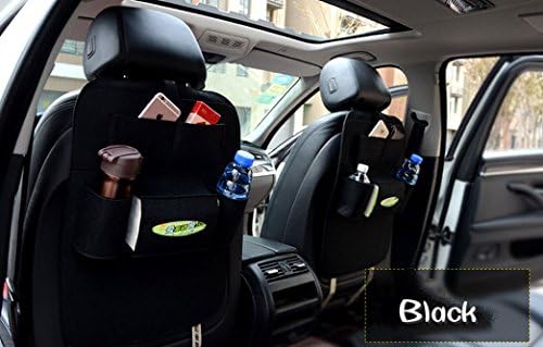 ACSTERB Stowing Tidying Multi Pocket Felt Organiser Car Styling Back Seat Storage Pouch Bottle Magazine Cup Food Bag iPad iPhone Phone（Black）