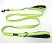 Wagtime Club Double Handle Dog Leash, 6ft Long Heavy Duty Dog Leash with Paded Traffic Handles for Extral Control and Training, Dual Handles Leads, Large Medium Small Dogs (Reflective Neon Green)