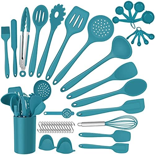 Homikit 42 Pieces Navy Blue Kitchen Cooking Utensils Set with Holder ...