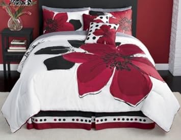 12 Sheets Accent Pillows Comforter Set Piece Burgundy Red Black