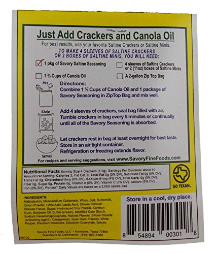 Garden Dill Flavor Savory Saltine Seasoning 1.4 Ounce Bundle, 3 Packs + 3 Zip Top Bags + Recipes Card - Thumbnail 2