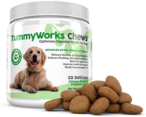 TummyWorks Probiotic Chews for Dogs. Best Soft Chews Supplement To Relieve Diarrhea, Yeast Infections, Itching, Skin Allergies &amp; Bad Breath. Boosts Immunity. Added Digestive Enzymes. Made in USA (30)