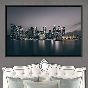 signwin Framed Canvas Wall Art City Illuminations Aerial...