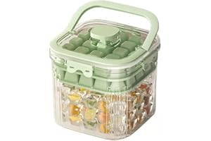 Siuper 6.7*6.7*7.1in Ice Storage Bin w/ Two Small Ice Cube Trays Molds & Scoop for Home Bar, Small Ice Bucket with Sealed Lid