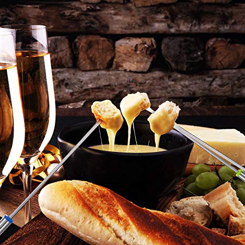 Vaorwne 18 Pieces Stainless Steel Fondue Forks with Heat Resistant Handle for Cheese Chocolate Fondue Roast Marshmallows Meat,9.5