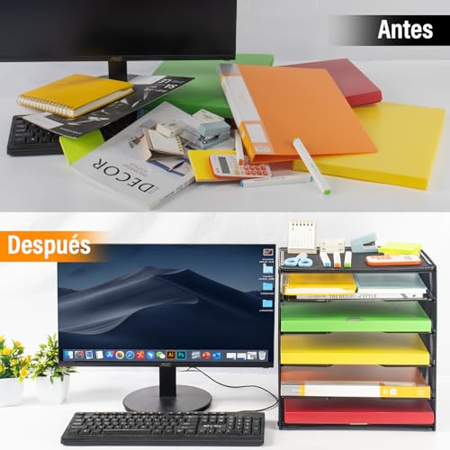 GALASALA Organizador de Escritorio, 5 Niveles Organizadores Escritorio de Malla, Organizador Documentos Oficina para Accesorios para Escritorio Artículos de Oficina