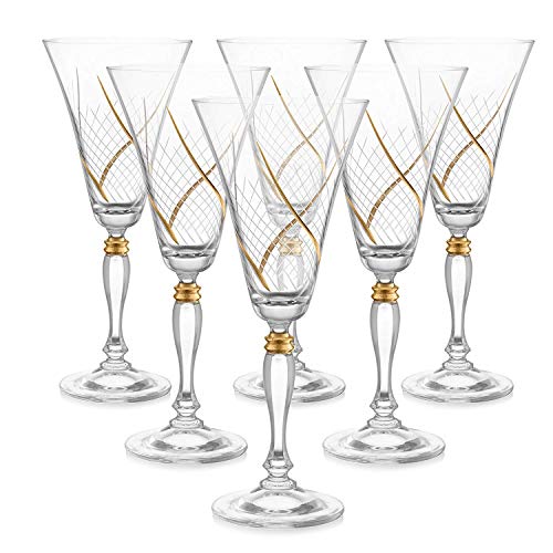 Glazze Crystal RMC-080-GL Red Wine Glasses, 12 OZ, Gold