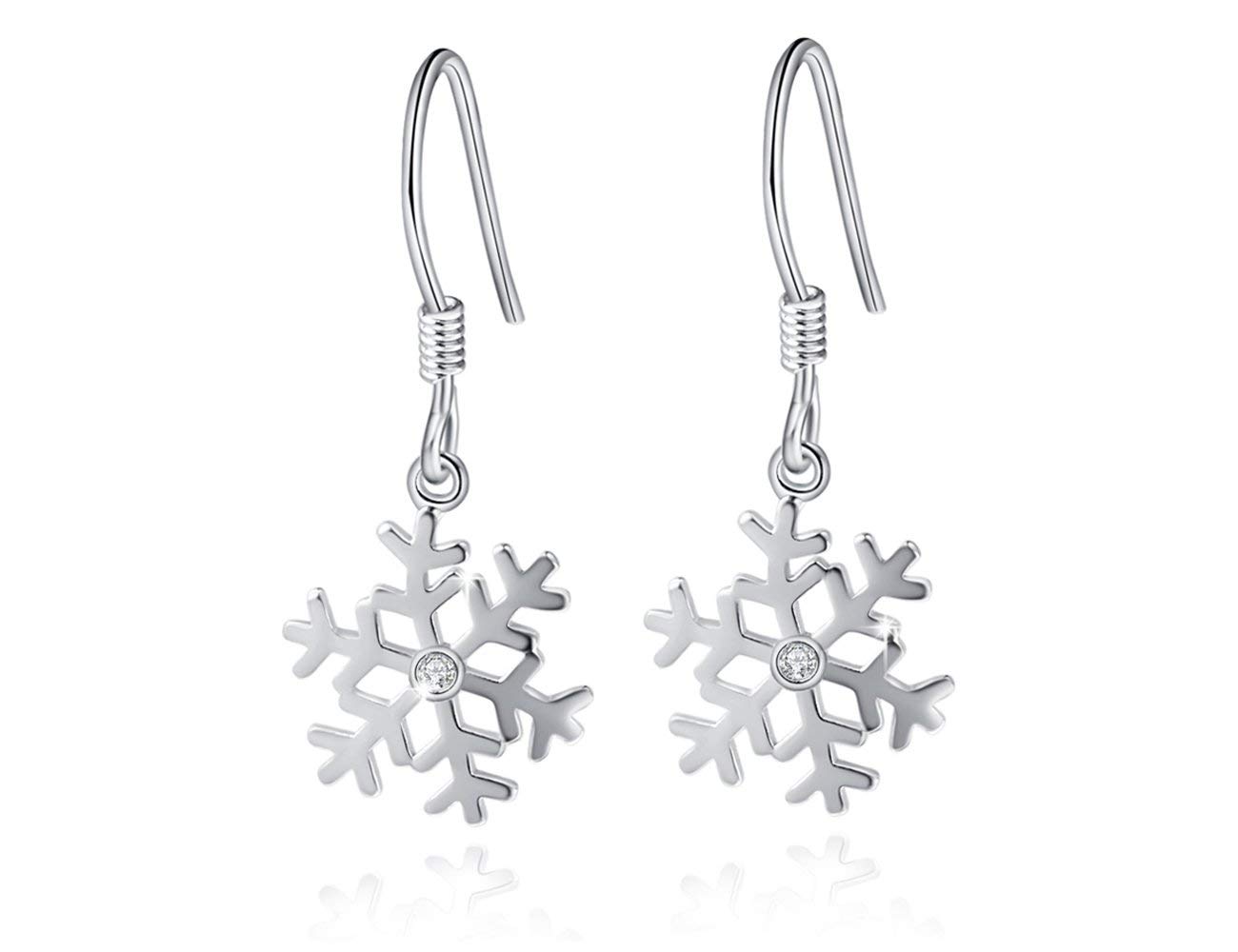 KEETEEN "Snowflake"925 Sterling Silver High-Polished Drop Dangle Earrings Gift for Girls (Hook Earrings) โ image 1