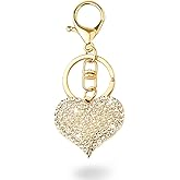 Kefley Glittering Rhinestone Heart Charm Keychain for Purse Backpack Charms Heart-Shaped Key Ring Clip for Womens Car Keys