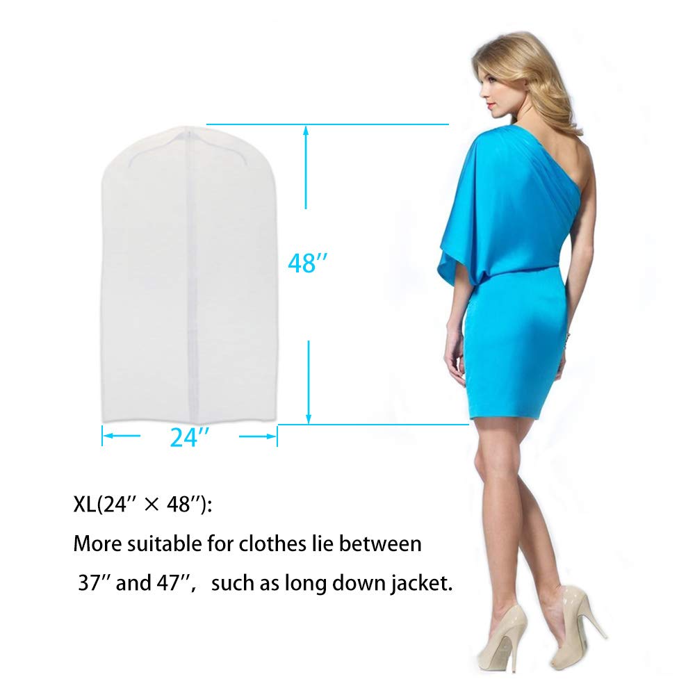 Houmagic Clear Garment Bag 24\'\' x 48\'\' Suit Bag Moth Proof Garment Bags White Breathable Full Zipper Dust Cover Dress Suit Clothes Closet Pack of 6 …