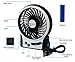Security Portable Electric Personal Fan Mini USB Rechargeable Table Fan with 18650 Lithium-Ion Battery and USB Cable, Internal and Side Light, 3 Speeds