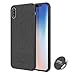 Magnetic Case iPhone X Case, Slim Fabric Pattern PU Leather Protective Back Cover Defender Case with Magnet Car Mount - 5.8 inch, Black