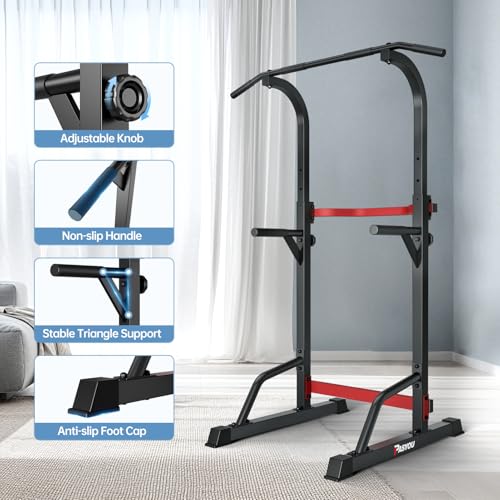 PASYOU Power Tower Pull Up Bar Stand Adjust Workout Dip Station for Home Gym Strength Training Equipment