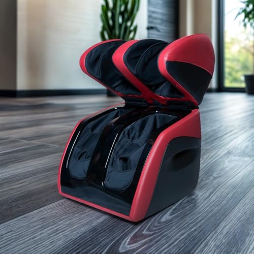 GLOBAL RELAX | VITALZEN PLUS Electric Massager for Feet, Legs, Thighs and Knees | Red I 3 Intensities and Massage Modes I Compression I Heat | Pain Relief | Relaxation