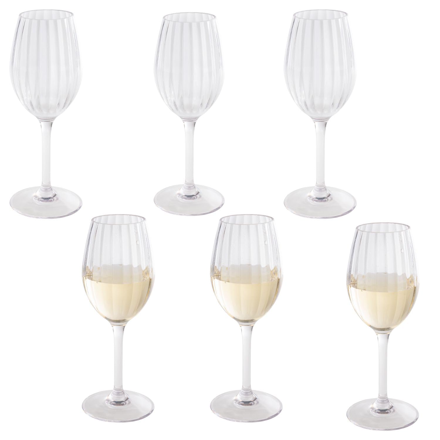 Buddy's Bar - White Wine Glass/Plastic Cups Made of Tritan Plastic, Set of 6, Transparent, Diameter 8 cm, Height 21.5 cm, 320 ml
