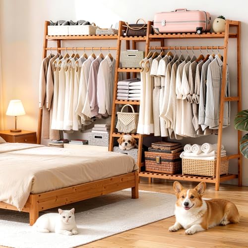 GARUISKY Rack para ropa, Closet armables para ropa con 9 Compartimentos de Almacenamiento, 160x40x140CM Perchero con Estantes, para Balcón, Dormitorio, Sala de estar y Lavandería, Fácil de montar