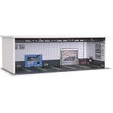 G-FANS 1/64 Scale Diorama Garage Display Case for Die-Cast Model Cars | Acrylic Cover, Storage with 6-Space Scene Parking Lot &amp; LED Light, Compatible with Hot Mini Wheels GT Matchbox Diecast Cars