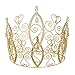 DcZeRong Women Birthday Queen Crowns Cake Topper Gold Full Round Princess Costume Prom Tiara Crown Gift Box Packed Amazing Personality Pageant Queen Rhinestone Crown Gold