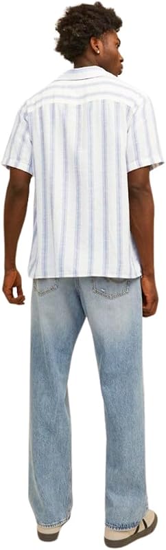 JORNOTO Stripe Resort Shirt SS, Ballerino di Nuvola, S