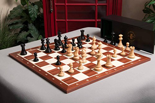 The Grandmaster Chess set, Box, and Board Combination - Ebonized Boxwood - by The House of Staunton