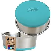 GORILLA GRIP Stainless Steel Metal Dog Bowl Set of 2, Rubber Base, Heavy Duty, Rust Resistant, Food Grade BPA Free, Less Slid